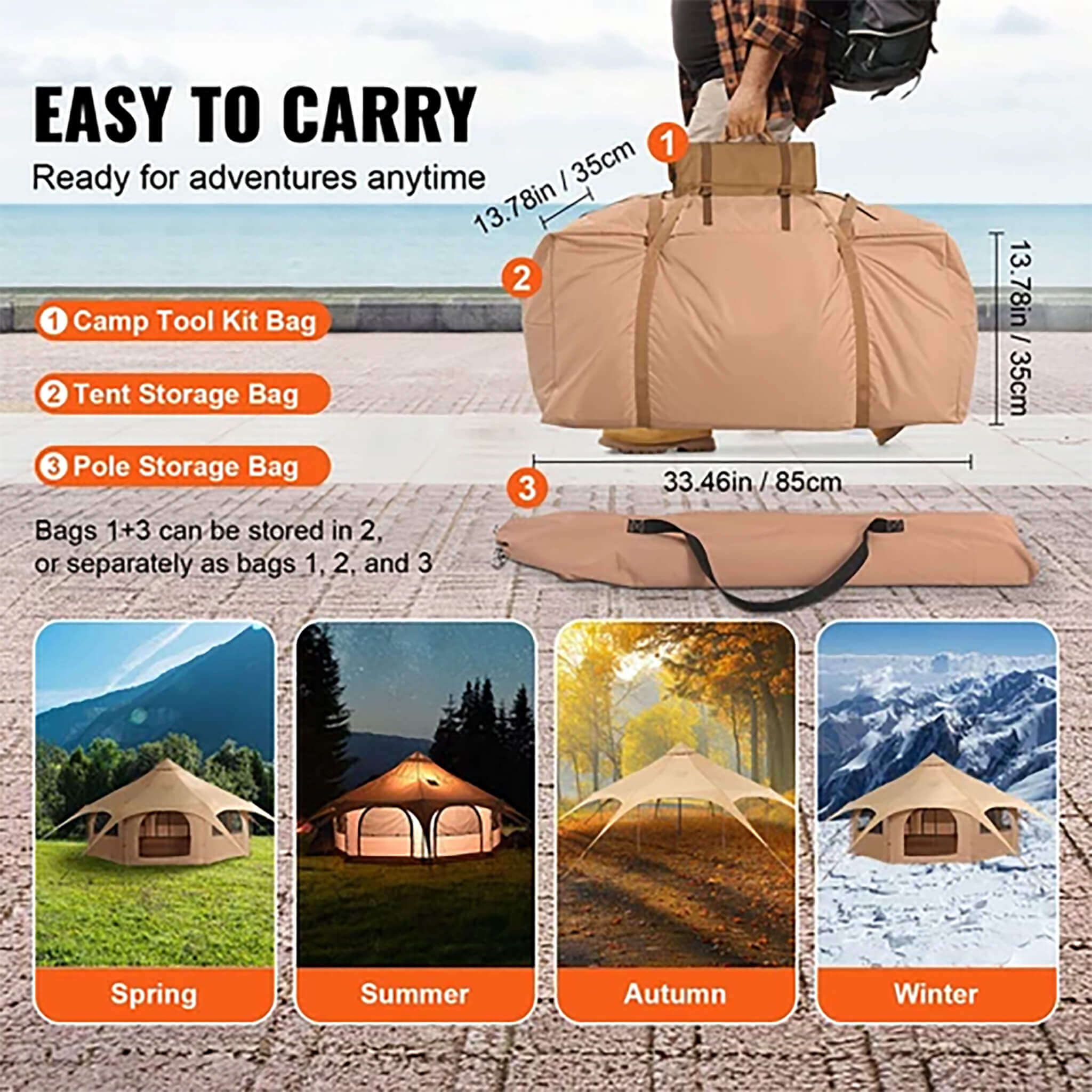 16FT Large Premium 4-Season 8-Person Bell Yurt Tent With Stove Jack - Image 4
