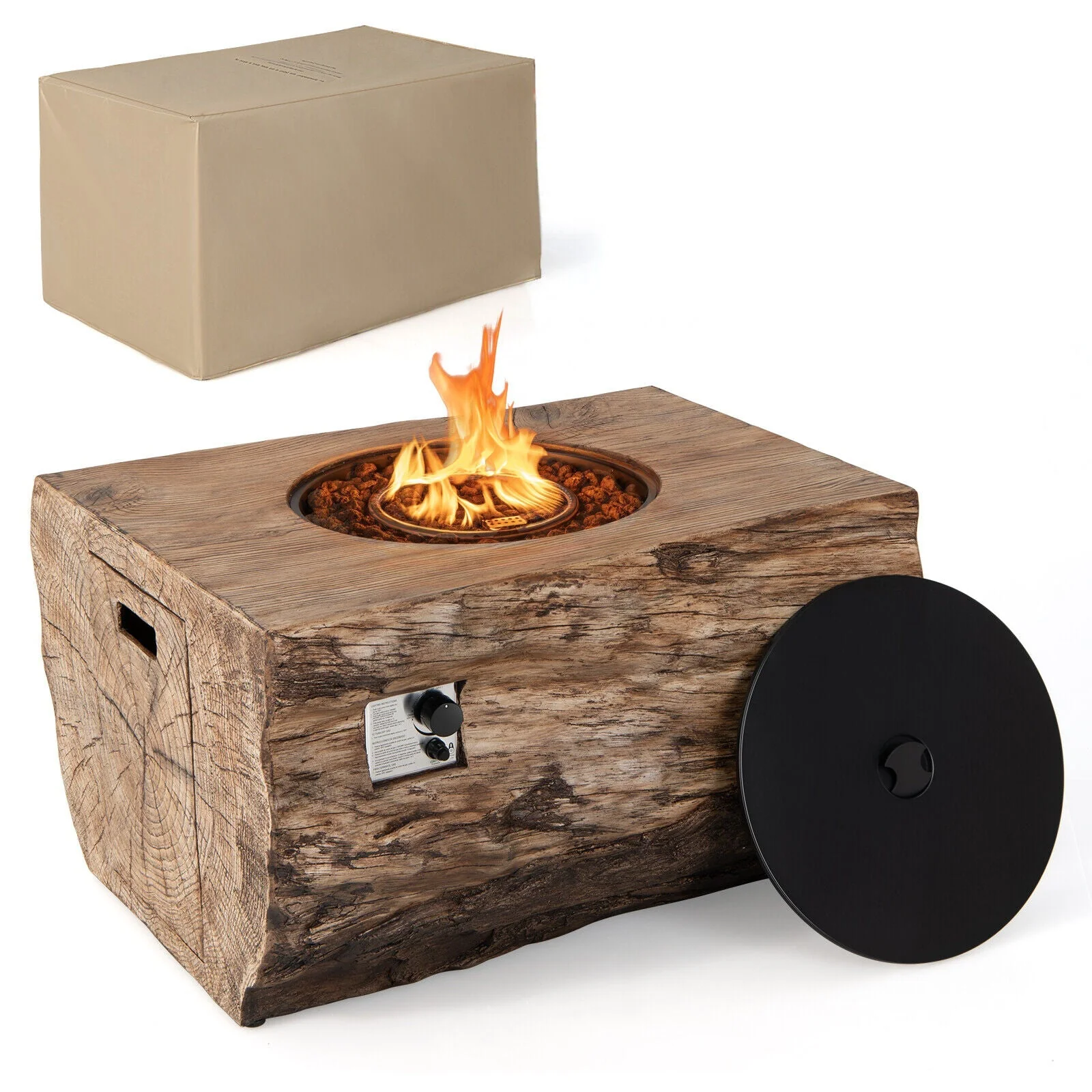 40″ Rectangular Propane Fire Pit Table with Volcanic Rocks & Gas Kit (50K BTU) - Image 11