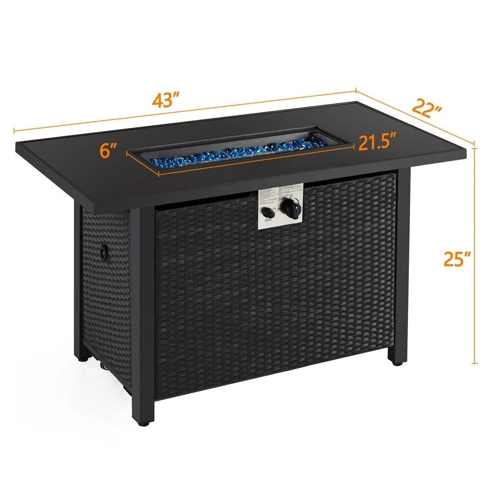 43″ Outdoor Patio Propane Gas Fire Pit Table – 50,000 BTU, Tempered Glass Top & CSA Certified - Image 13
