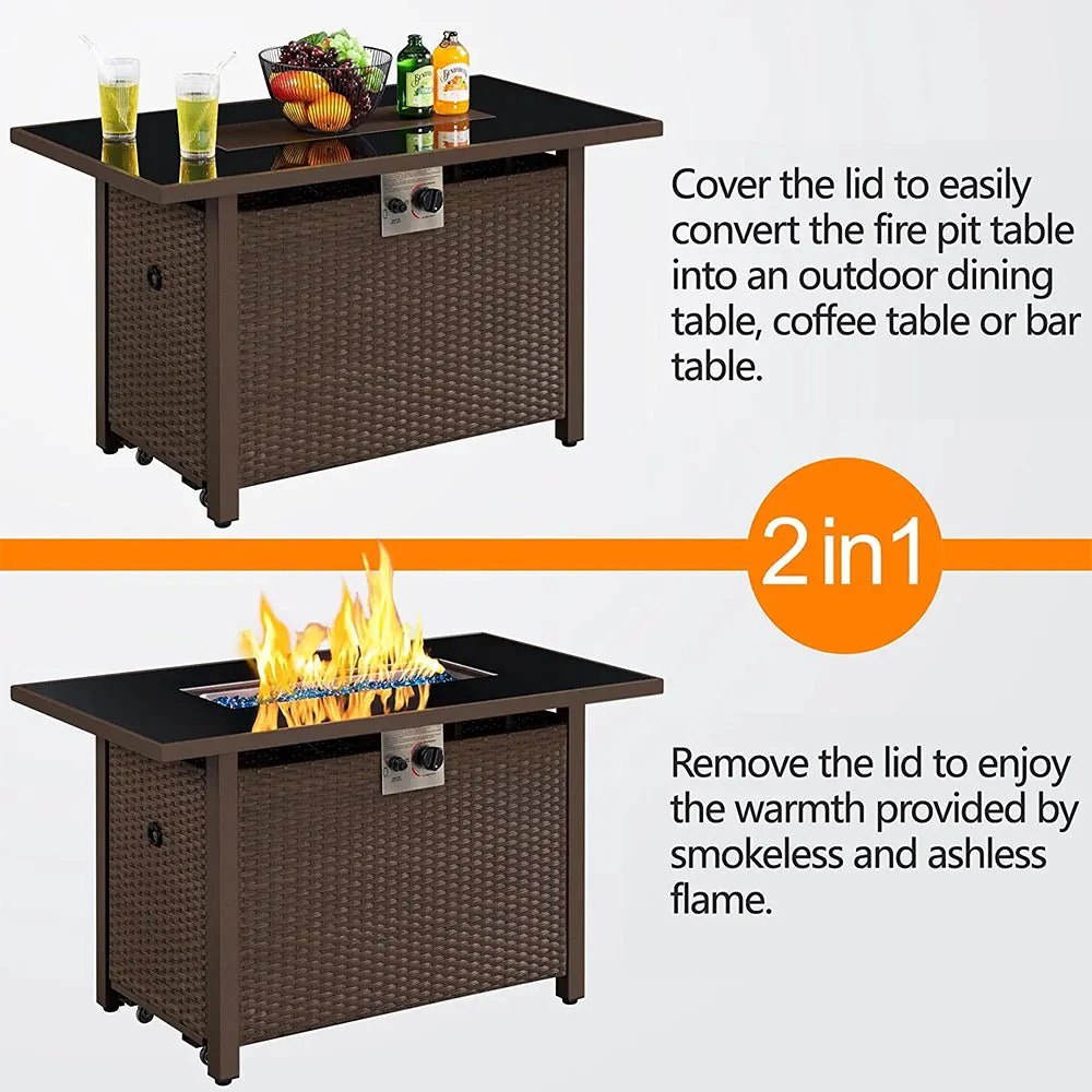 43″ Outdoor Patio Propane Gas Fire Pit Table – 50,000 BTU, Tempered Glass Top & CSA Certified - Image 9