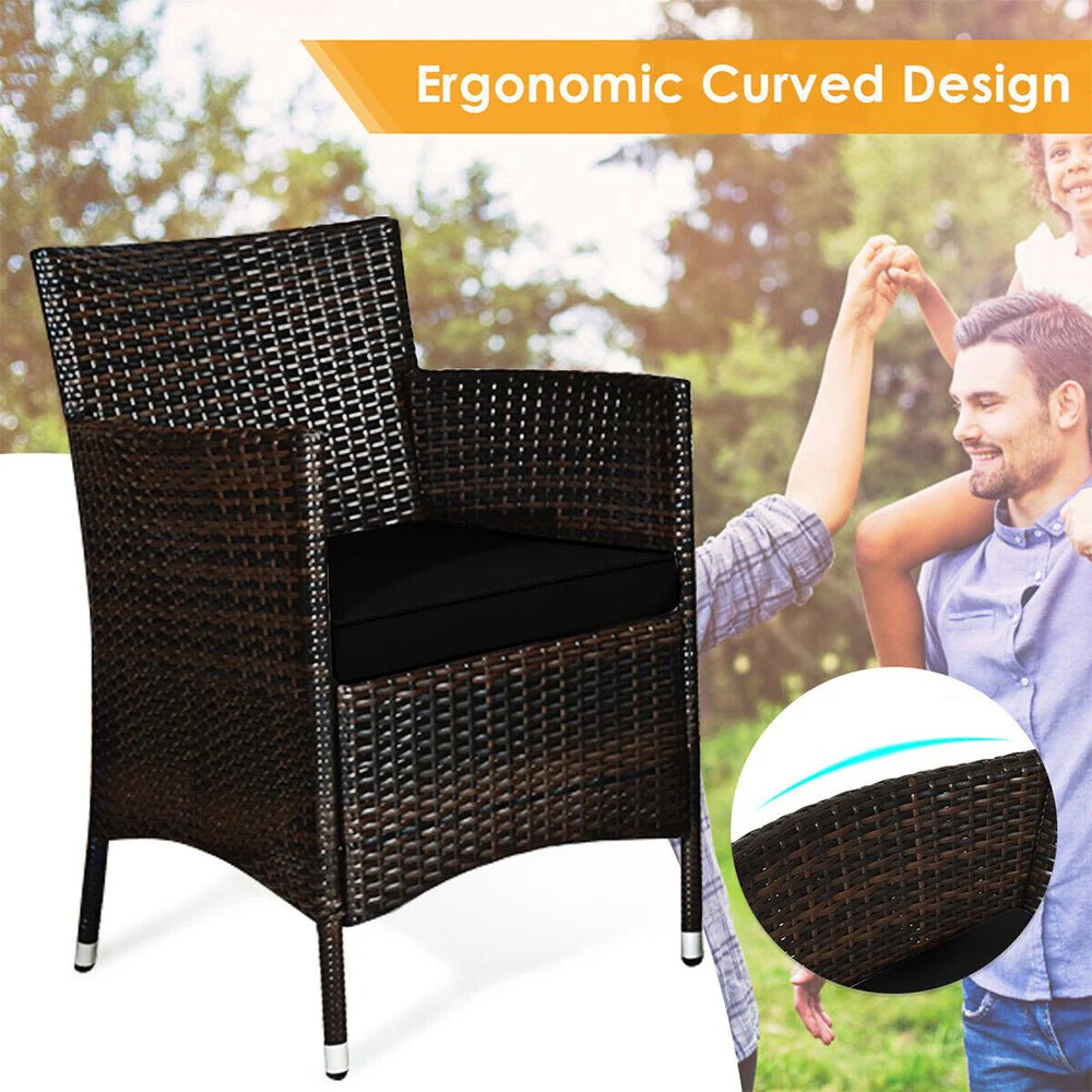 4‑Piece Outdoor Rattan Patio Furniture Set with Cushions & Coffee Table - Image 8
