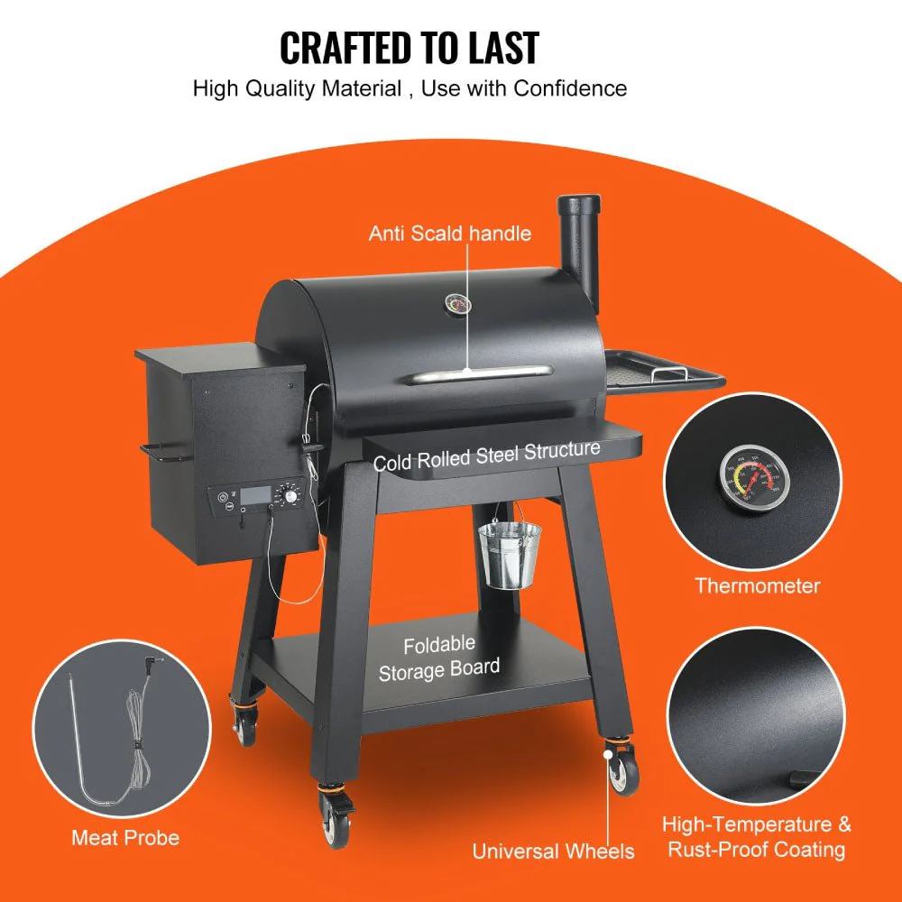 53" Heavy Duty Portable Wood Pellet BBQ Grill With Cart - Image 5