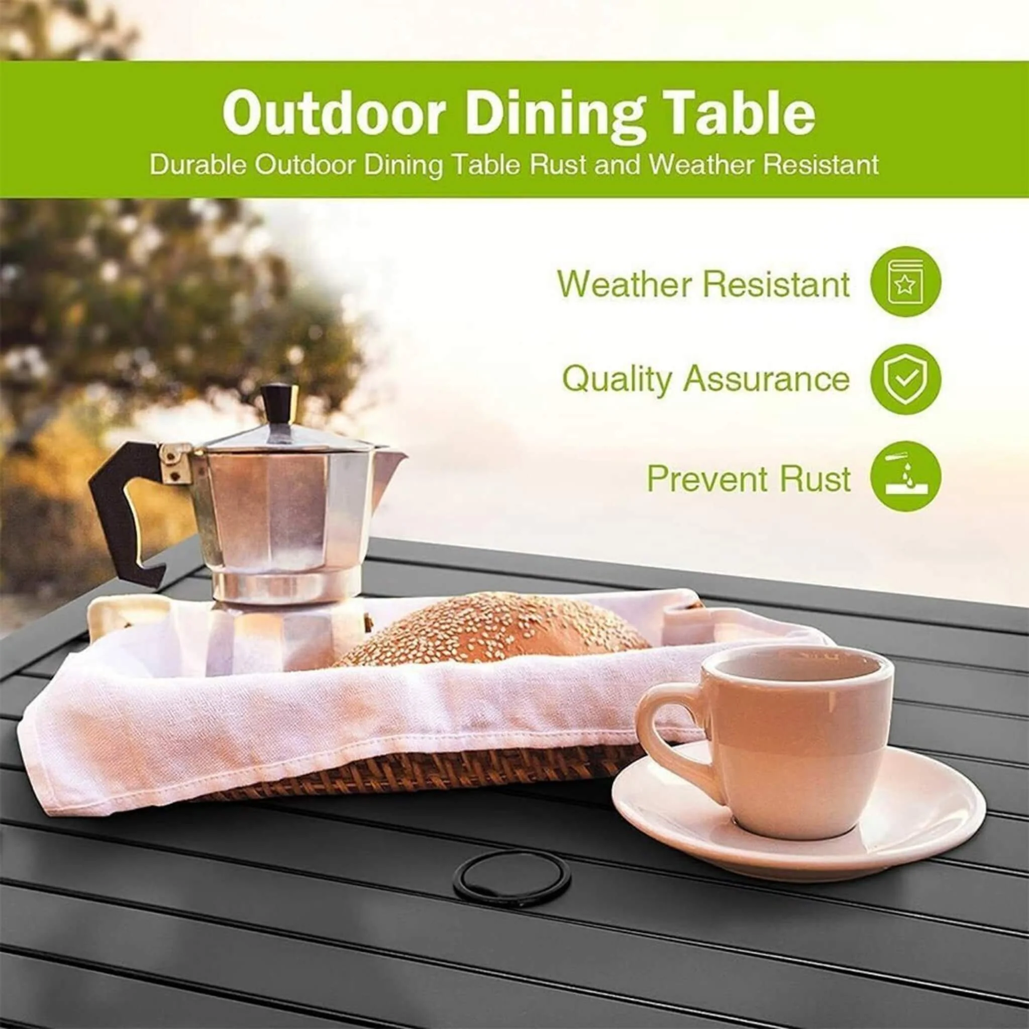 5‑Piece Outdoor Patio Rattan Dining Set with Swivel Armchairs - Image 10