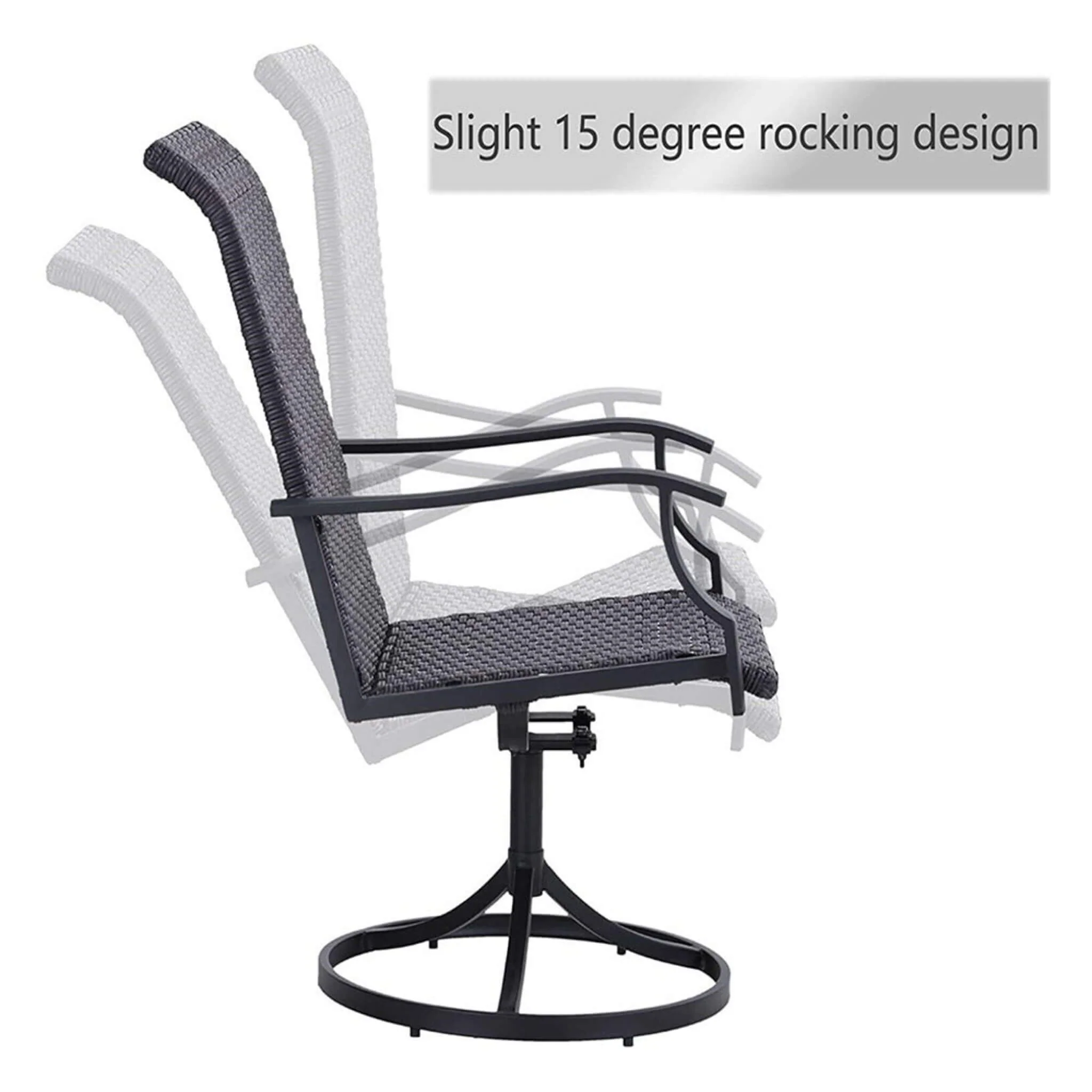 5‑Piece Outdoor Patio Rattan Dining Set with Swivel Armchairs - Image 7