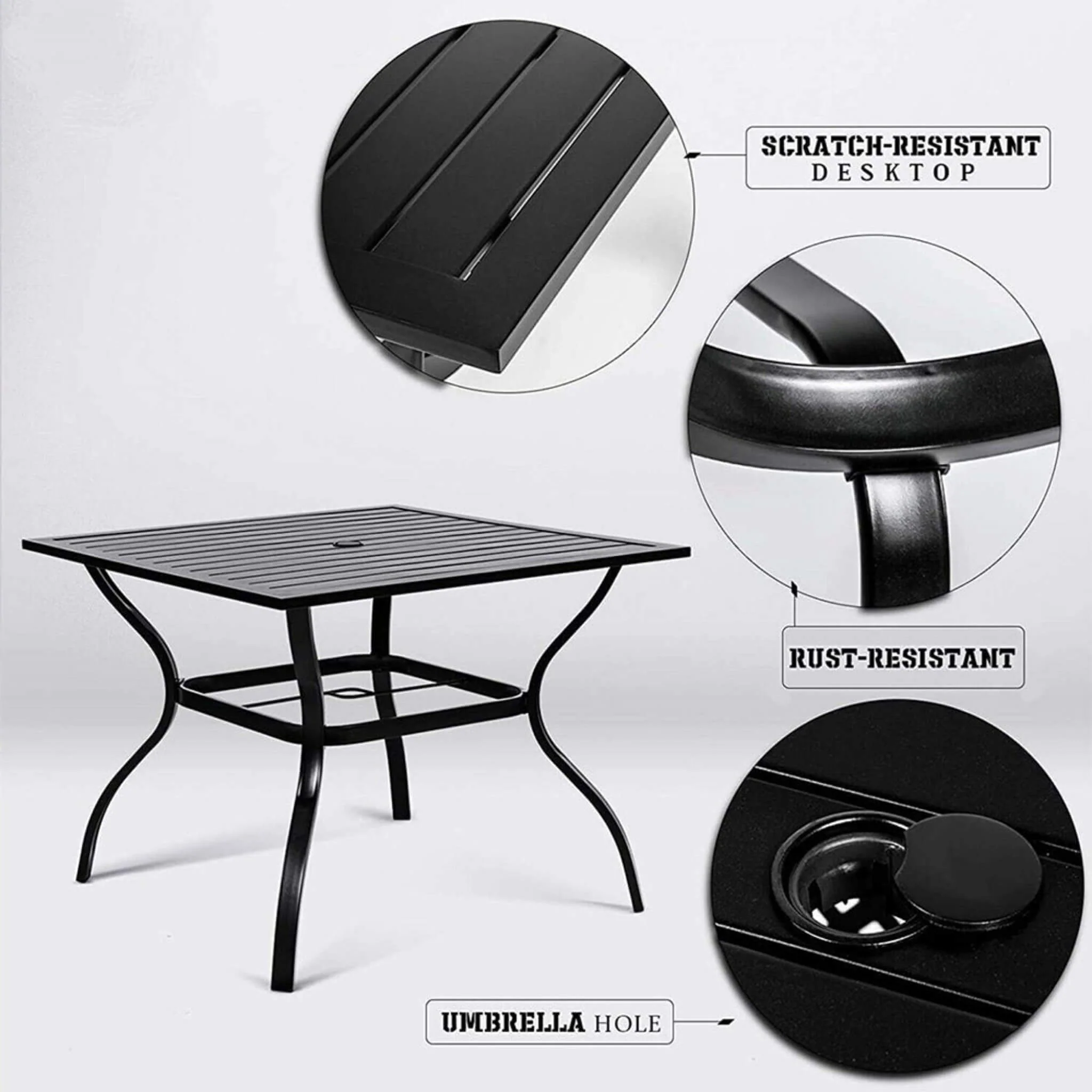 5‑Piece Outdoor Patio Rattan Dining Set with Swivel Armchairs - Image 9