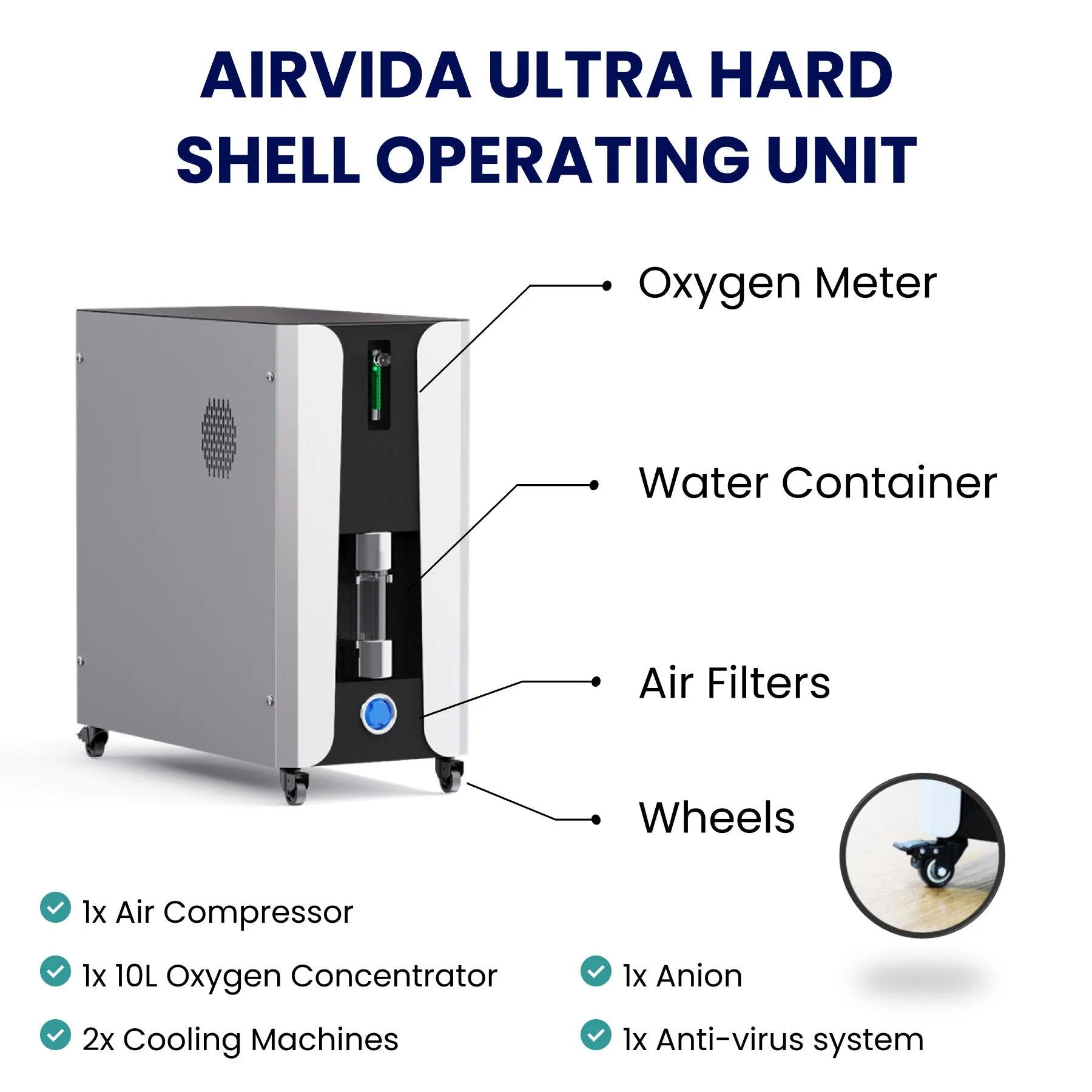 Airvida Elite 1.3–2.0 ATA Hard Shell Sitting Hyperbaric Chamber — Stainless Steel Wellness System - Image 25