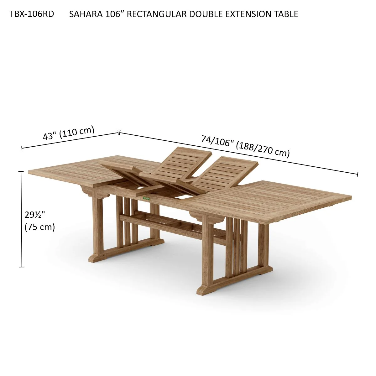 Anderson Teak Sahara 106″ Rectangular Double Extension Table [TBX-106RD] - Image 5