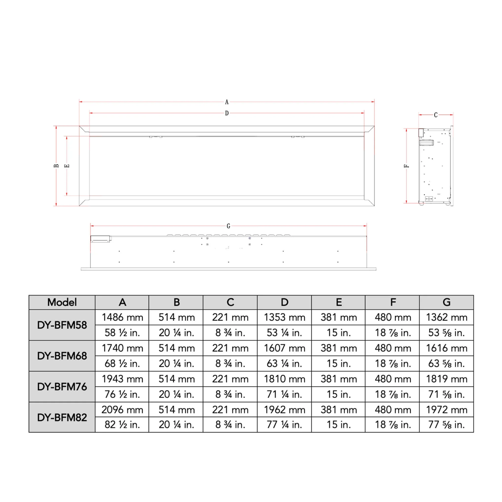 Dynasty Allegro 68" Smart Linear Electric Fireplace With Remote Control [DY-BFM68] - Image 4