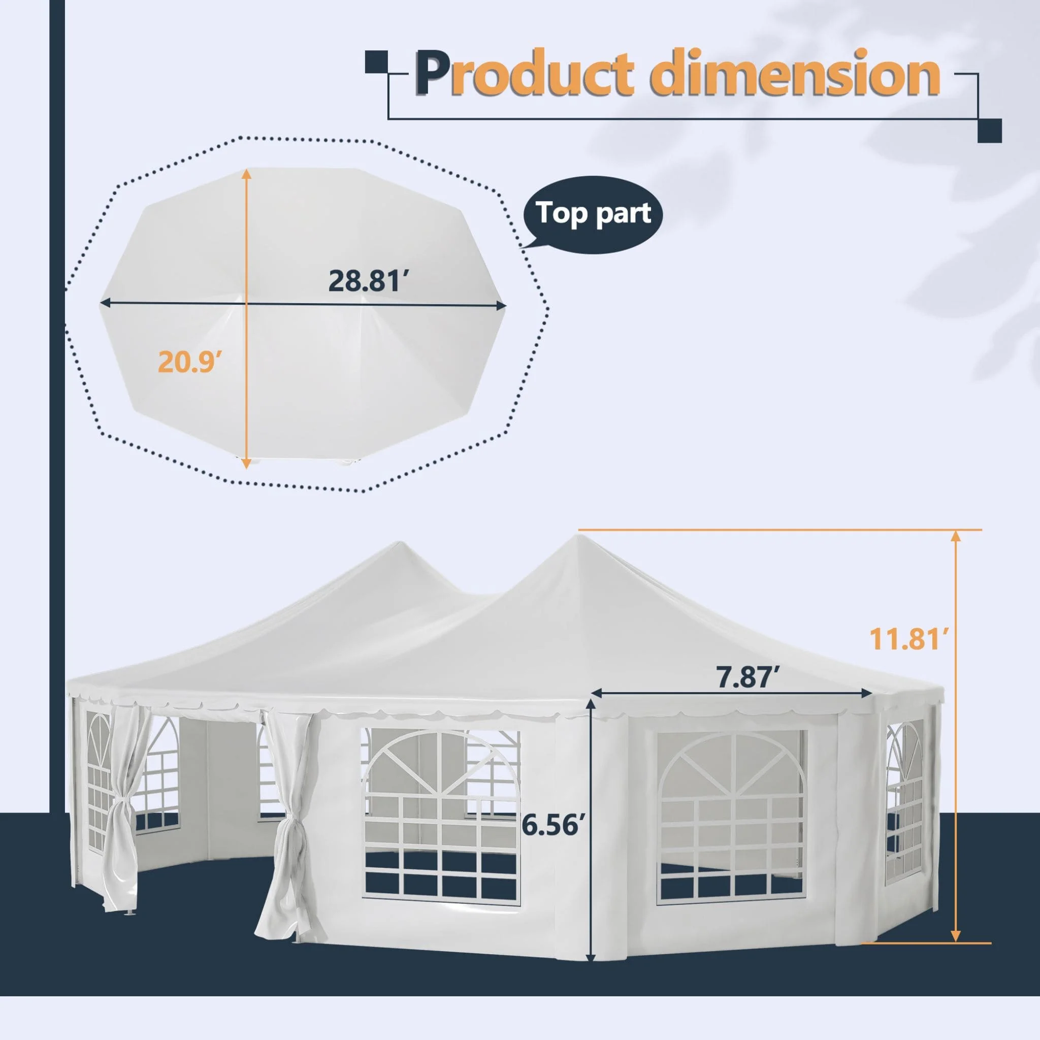[29X21FT] Extra Large Heavy-Duty Outdoor Waterproof Party, Wedding Tent With Steel Frame (SAK53821) - Image 3