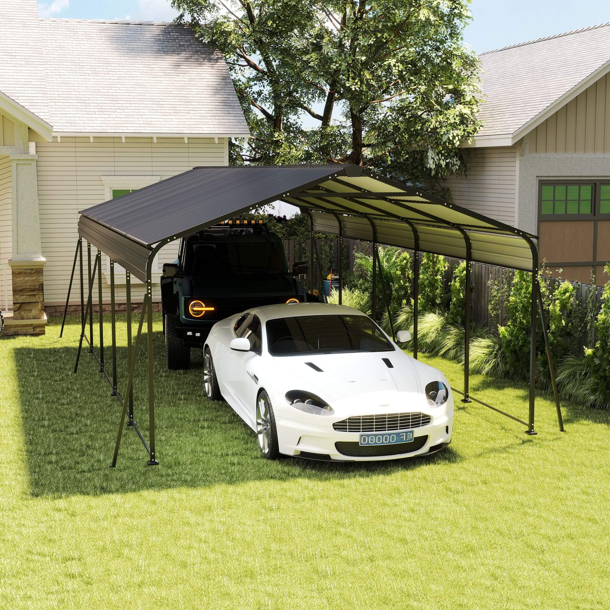 [13X26FT] Heavy-Duty Weather-Resistant Outdoor Carport With Protective Film (SAK82451) - Image 13