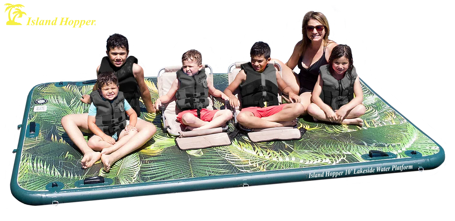 Island Hopper 10' Lakeside Tropical Graphic Series Inflatable Floating Dock & Bouncer Slide - Image 5