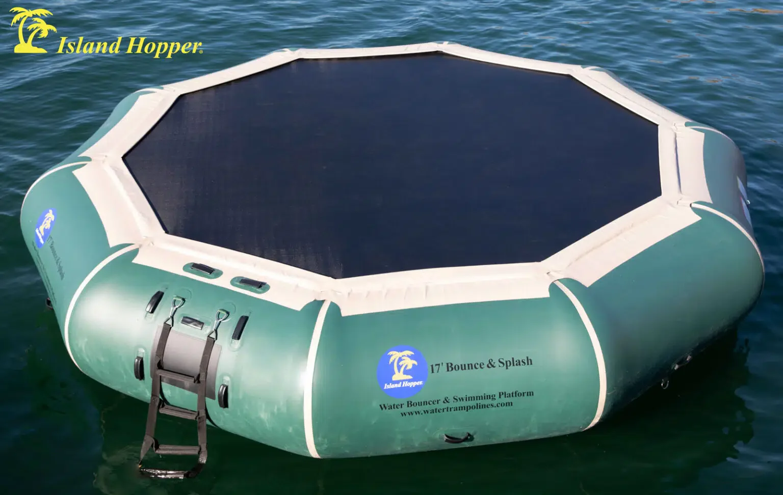Island Hopper 17' Bounce N Splash Natural Green Water Bouncer - Image 5