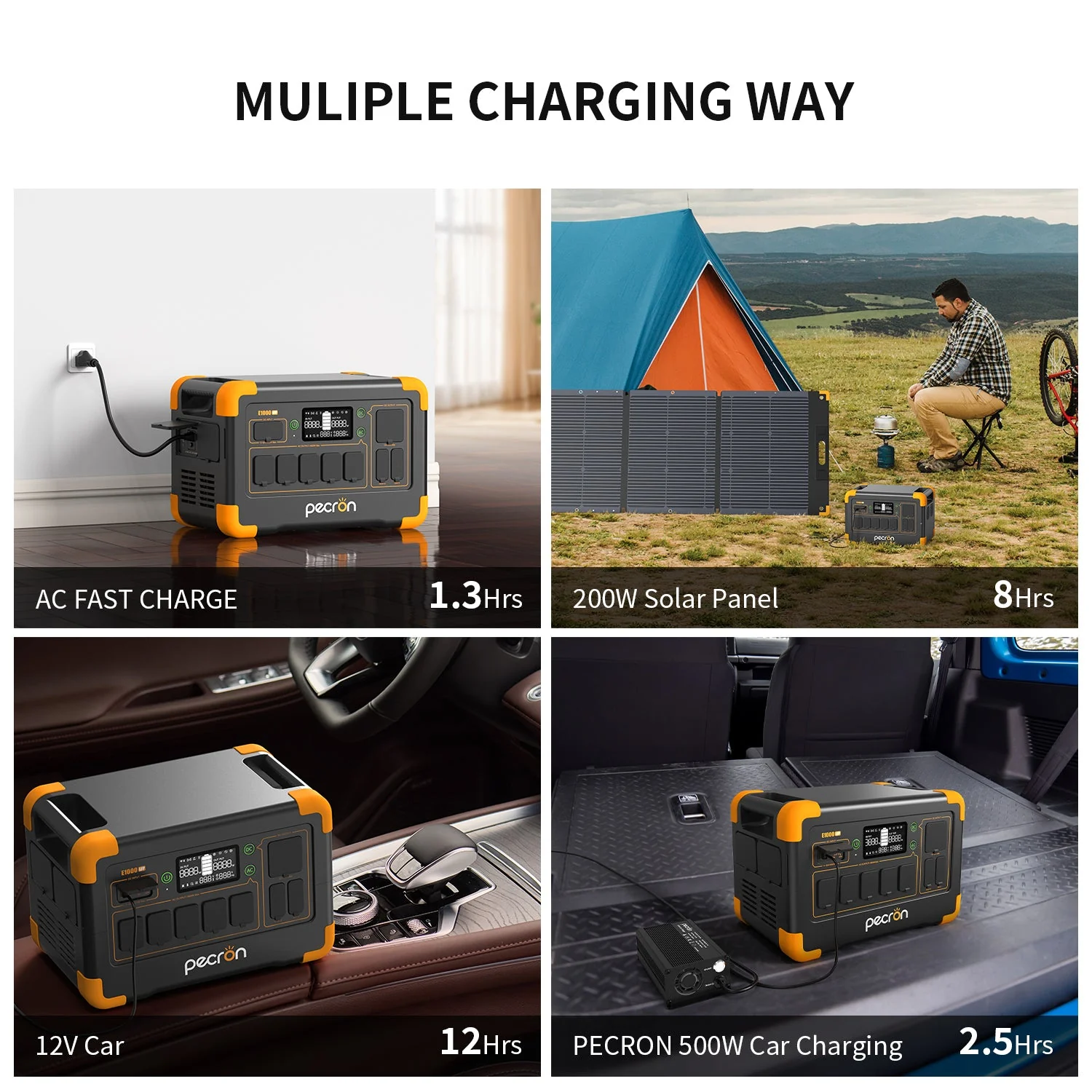 PECRON E1000LFP Portable Power Station – 1800W, 1024Wh LiFePO4, 600W Solar Charging - Image 10