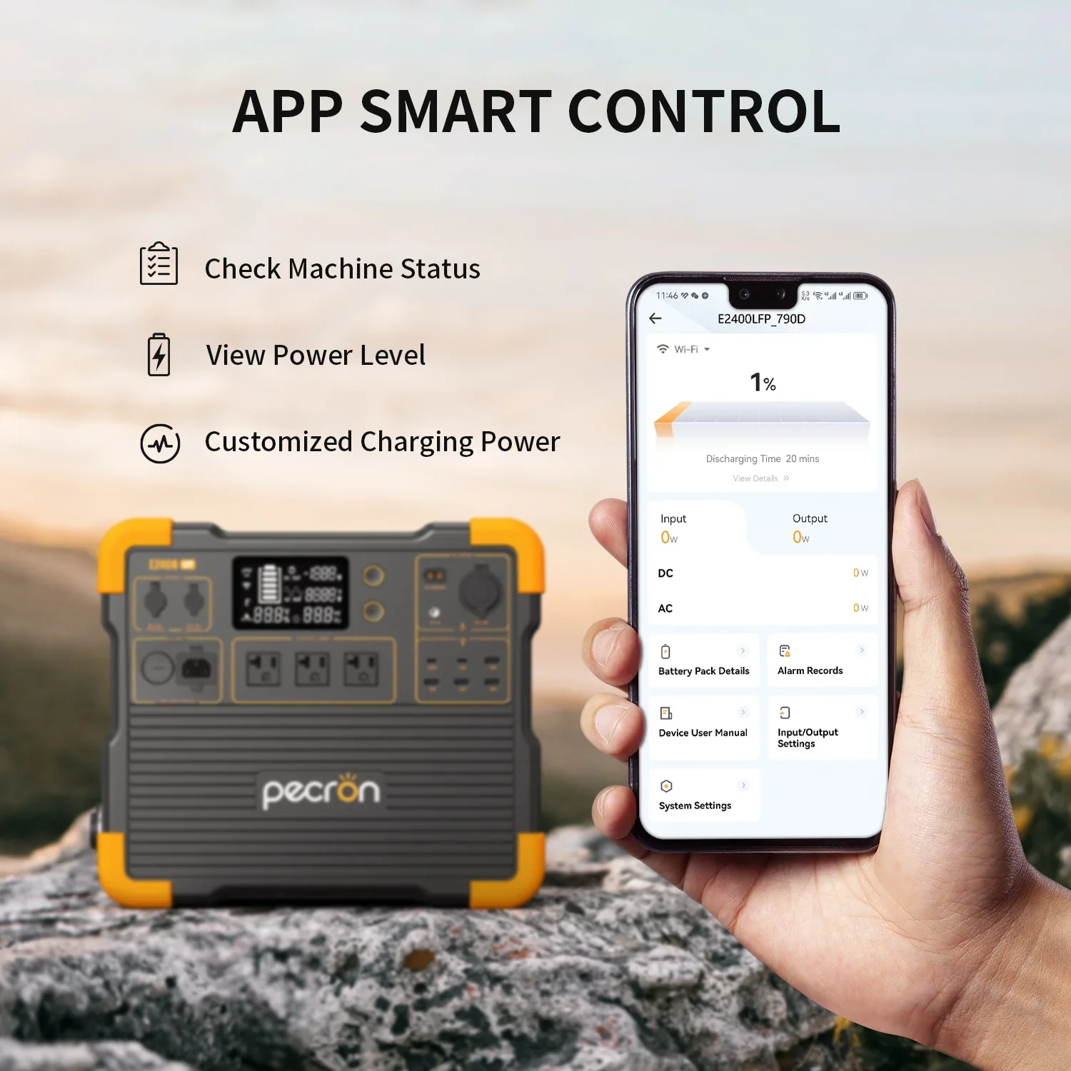 PECRON E2400LFP Portable Power Station – 2400W, 2048Wh LiFePO4, 800W Solar Charging - Image 11